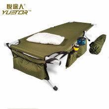 Strong Military Style Camping Cot with Free Side Storage Bag System and Pillow